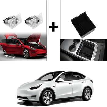 Для Tesla Model Y Модель 3 2021 года Новая Эмблема на подносе центральной консоли и дверных фонарях без букв