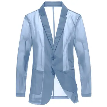 Повседневный блейзер Для мужчин, приталенный Летний мужской костюм, куртка 2023, Бесплатная доставка, Солнцезащитный тонкий костюм с длинным рукавом для мужчин, Новая мода