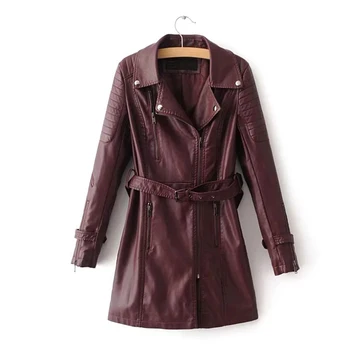 Bella Philosophy Осенне-зимнее базовое пальто, куртка с длинным рукавом, Повседневное пальто на молнии, Женские Модные пояса, пальто из искусственной кожи