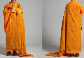 УНИСЕКС Настроить сутану с вышивкой монахов буддизма Желтое золото Будды буддистские костюмы для медитации одежда для боевых искусств yelow