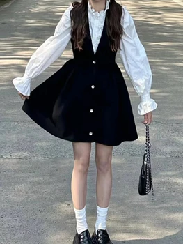 Летний элегантный винтажный комплект из двух предметов, женское лоскутное мини-платье Kawaii Party, комплект Femael Casual Sweet Dress JSK Girl Suit