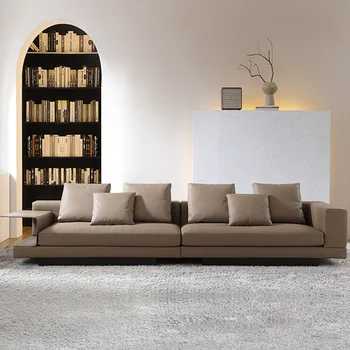 Итальянский минималистичный кожаный диван, современная роскошь Connery light, прямой рядный диван, разработанный дизайнером большой квартиры vil