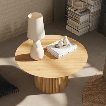 Дизайнерский столик для отдыха, мебель для гостиной, Японские круглые журнальные столики из массива дерева, Европейский винтажный мини-журнальный столик
