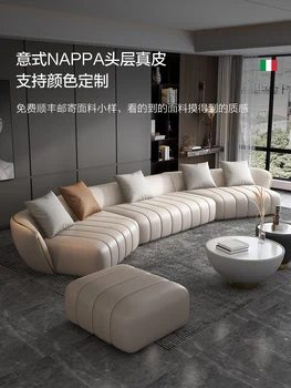 Минималистичный кожаный диван в итальянском стиле Dipu, кожа первого слоя, простой стиль ins, креативный угловой кожаный диван в гостиной