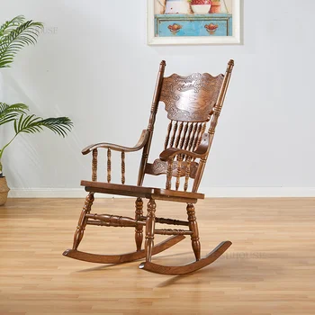 Американская мебель для гостиной, кресла-качалки, кресло для отдыха в семье в стиле ретро, кресло для отдыха на внутреннем балконе, кресло для отдыха со спинкой для взрослых