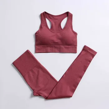 Комплект из 2 предметов, женская одежда для тренировок, одежда для спортзала, спортивный бюстгальтер, комплект для йоги, женская спортивная одежда для фитнеса, бесшовные леггинсы, укороченный топ, наряды