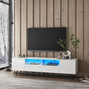 Современная белая подставка для телевизора, 16 цветов светодиодной подставки для телевизора с подсветкой на пульте дистанционного управления для гостиной