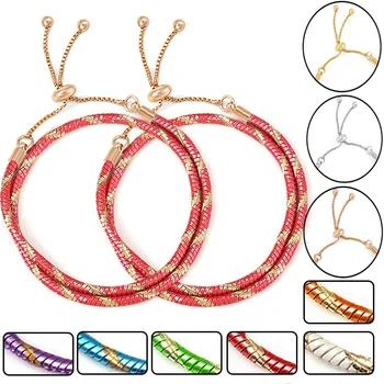2 шт./лот, 6 цветов, Регулируемый размер, Браслеты с подвесками в виде змеиной цепочки, подходят для браслета из бисера 