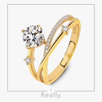 Настоящее кольцо с муассанитом из стерлингового серебра 925 пробы 0,8 карата, женские Европейские и американские кольца с геометрической нишей, легкие Роскошные кольца для продажи