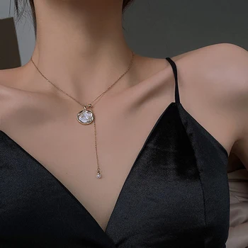 Простая модная звезда с микро-инкрустацией из титановой стали, подвеска на ключице, жемчужное ожерелье, темпераментное ожерелье для женщин