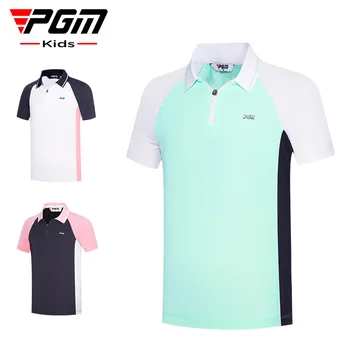 Футболка для гольфа для девочек PGM с коротким рукавом, летние детские спортивные рубашки для молодежи, одежда для гольфа для детей YF593