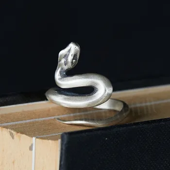Новые поступления, регулируемые кольца, индивидуальное ретро-кольцо в форме змеи, 100% твердые ювелирные изделия из стерлингового серебра 925 пробы