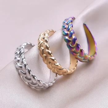 Минималистичное кольцо с витой цепочкой из нержавеющей стали для женщин, Регулируемое плетеное кольцо, модные водонепроницаемые украшения, подарки для вечеринок, Новые