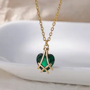 Ожерелье с подвеской в виде сердца из циркония для женщин, позолоченные ожерелья-цепочки из нержавеющей стали, Тренд 2023 года, роскошные ювелирные ошейники mujer