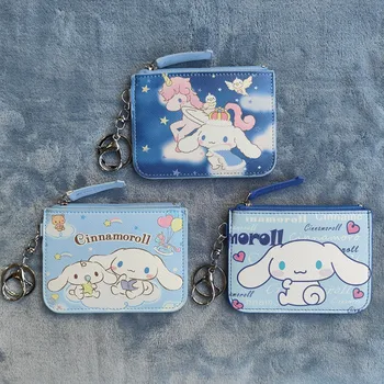 Кошелек Kawaii Sanrio Cinnamoroll с мультяшным изображением, Сумка для хранения из искусственной кожи, Кошелек для милых девочек Y2K, Сумка для хранения документов, мини-сумочка