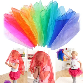 Разноцветные гимнастические шарфы для детей, игрушки для игр на свежем воздухе, полотенца для танцев и жонглирования, спортивное полотенце ярких цветов, танцевальная марля.
