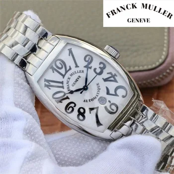 FRANCK MULLER 2023 Новые мужские автоматические механические часы Роскошные часы Сапфировые Водонепроницаемые часы из нержавеющей стали для мужчин Tonneau