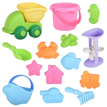 1 комплект Детских пляжных игрушек, Замок, формы для песка, Грабли, грузовик, ведро, лопата, инструмент, игрушки для песочницы для малышей, Детский игровой подарок, Лето