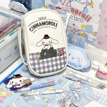 Cinnamoroll Аниме Сумка для карандашей Kawaii Sanrio Простая водонепроницаемая коробка для канцелярских принадлежностей большой емкости, Мультяшный Милый Сладкий подарок на день рождения
