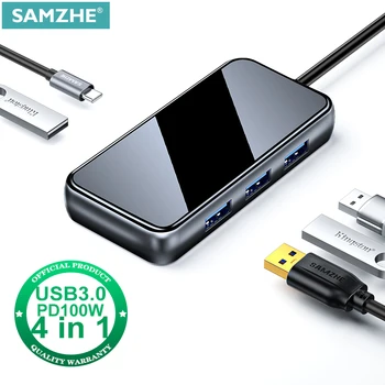 SAZMHE USB-КОНЦЕНТРАТОР 4 в 1 USB C КОНЦЕНТРАТОР USB Type C к Мульти USB 3,0 Адаптер для MacBook Pro Air Huawei Mate 30 USB-C 3,0 Разветвитель