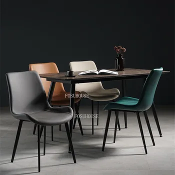 Роскошный обеденный стул Nordic, Стол и стулья для домашнего ресторана, кухонная мебель, Современное минималистичное кожаное кресло со спинкой, кофейный стул