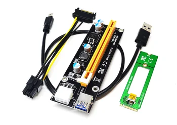 Новый удлинитель PCI-E PCI Express NGFF от 1X До 16X M2 Riser Card Adapter 60 см Кабель USB 3.0 6Pin Кабель питания для майнинга биткоинов