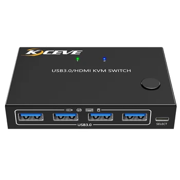 KVM-переключатель 2 в 1 KVM201A USB3.0/HD-переключатель Поддерживает переключение с разрешением до 3840 *2160 при 60 Гц одной кнопкой