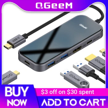 QGeeM USB C для Macbook Pro Multi Hub USB 3,1 de tipo C 3,0 Концентратор HDMI PD adaptador для iPad Pro OTG de carga del divisor