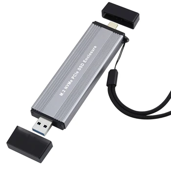 Внешний корпус SSD-накопителя M2 NVME USB3.1 Type-A + USB3.2 Gen2 TypeC 10 Гбит/с, Блок адаптера M2 M-KEY NVME-USB 10 Гбит/с