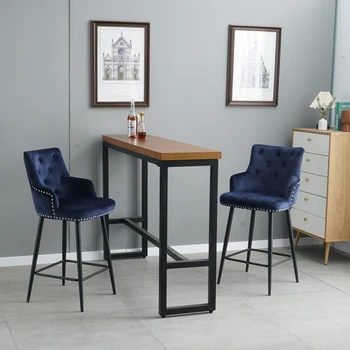 Современный барный стул с подлокотниками и подставками для ног, более модный дизайн с заклепками (комплект из 2 предметов) Для мебели ресторана в гостиной