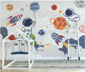 3d фотообои на заказ фреска Современный мультфильм космическая ракета планета астронавт детская комната обои для стен 3d