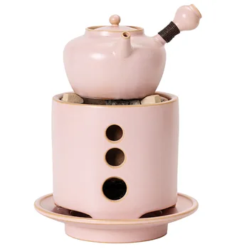 Розовая угольная Чайная плита Бойлер 650 мл Чайник Керамическая содовая Глазурь Высокотемпературная 20 см Сетка для выпечки Камин Один комплект