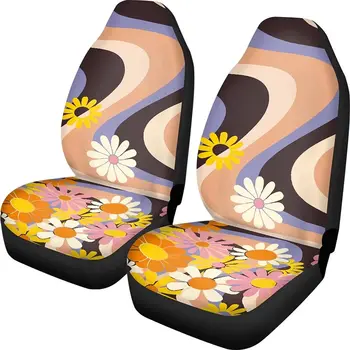 Винтажный чехол для автокресла с цветочным принтом для женщин, простой в установке, прочный, моющийся, Универсальные автомобильные чехлы для сидений, подходящие по размеру
