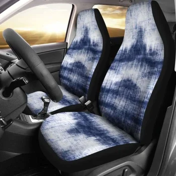 Джинсовые синие абстрактные чехлы для автомобильных сидений в стиле гранж, комплект из 2 универсальных защитных чехлов для передних сидений