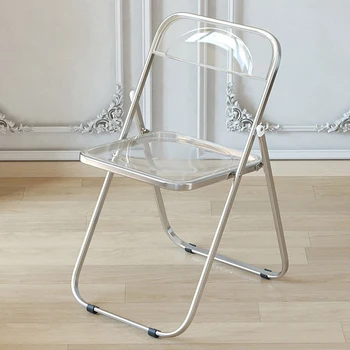 Туалетный столик, складные обеденные стулья, Акриловое прозрачное Современное дизайнерское кресло для гостиной, Эргономичный офисный шезлонг, современная мебель ZLXP