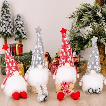 Принадлежности для рождественских украшений со светящимся орнаментом в виде куклы-гнома, Светящаяся подвесная ножка Безликой куклы Санта Клауса