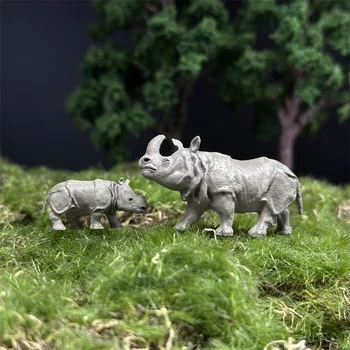 2шт, модель носорога в масштабе 1/87, имитация животного, модель поезда из смолы, Миниатюрная коллекция, Пейзаж с песочным столом