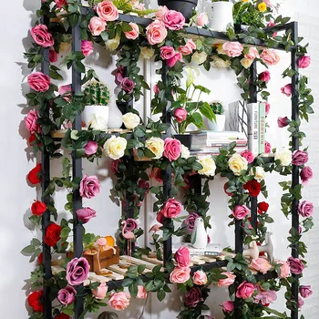 2 Шт 2,3 м Искусственные розы, Виноградная лоза, искусственные цветы, Подвесные растения-гирлянды, Розовый плющ для дома, свадебной вечеринки, декора для сада, поделок