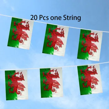 Прямая поставка Полиэтиленовые Уэльские водонепроницаемые флаги с гирляндой из уэльских овсянок