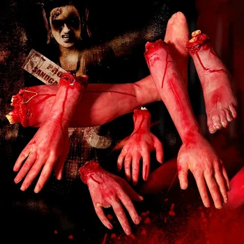 1ШТ. Имитация латекса с кровью на руке, отрубленных окровавленных конечностей, реквизит для вечеринки с привидениями на Хэллоуин