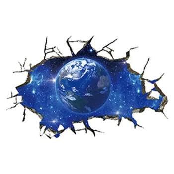 Планеты Солнечной системы Фреска Земля 3D Сломанные стены Искусство Виниловые наклейки Украшения дома Вселенная Пейзаж Обои 60 *40 см
