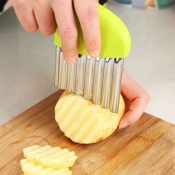 Картофелерезка для картофеля Фри с чипсами из нержавеющей стали, Волнистый нож для измельчения картофеля Фри, Кухонный нож для измельчения картофеля фри, Инструменты для приготовления картофеля фри