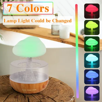 7 Цветов Настольный Увлажнитель Дождевых Облаков Relax Aromatherapy Lamp USB Rain Sound Диффузор Красочный Благовонный Ночник Home Decor