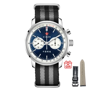 Мужские часы Red Star с хронографом 1963 года, Люминесцентный механизм ST1901, Механический механизм Gooseneck, Сапфировое стекло 42 мм, наручные часы пилотов