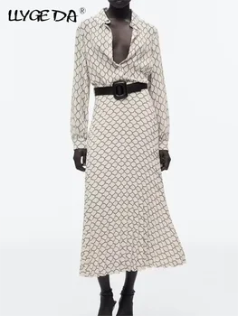 Модные комплекты с геометрической юбкой из двух предметов с поясом, женские летние Элегантные однобортные рубашки, женские юбки трапециевидной формы до середины икры