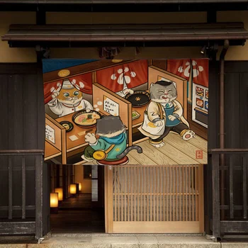 Кухонная перегородка ресторана в японском стиле с мультяшным рисунком, занавеска для магазина суши и рамена