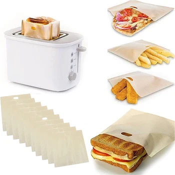 10 шт. Многоразовый пакет для тостера с антипригарным покрытием, Термостойкая Микроволновая печь, Пакеты для сэндвичей с сыром на гриле, Кондитерские инструменты, принадлежности для выпечки
