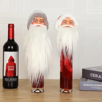 Рождественские украшения Голова Санта-Клауса, Голова Снеговика, Набор для вина, Украшение для верхней части бутылки, Подвеска для Рождественской елки