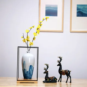Керамическая ваза современная минималистичная китайская гостиная креативные украшения ручной работы сухоцветы цветочная композиция поделки