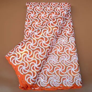 Африканская кружевная ткань с пайетками ручной Работы, Высококачественная Органза, кружевной материал с вышивкой, Нигерийское платье Asoebi, ткань для пошива KL100